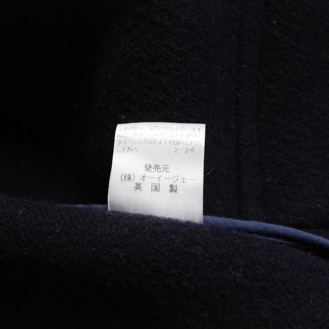 OLD ENGLAND ヘリンボーンダッフルコート ウール ネイビー L