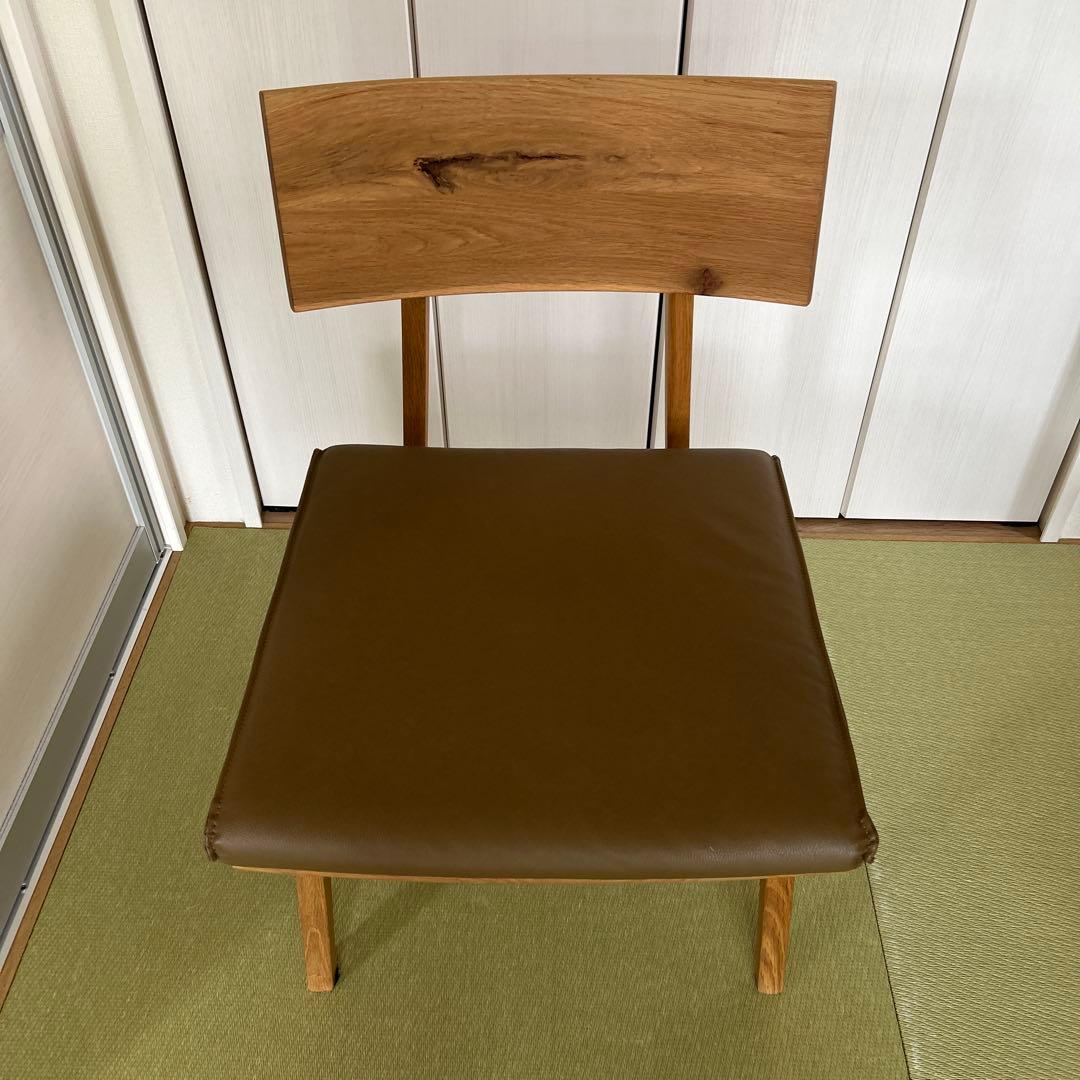 飛騨産業森の言葉ブラウン 木製リビングダイニングチェア 合成皮革クッション付き