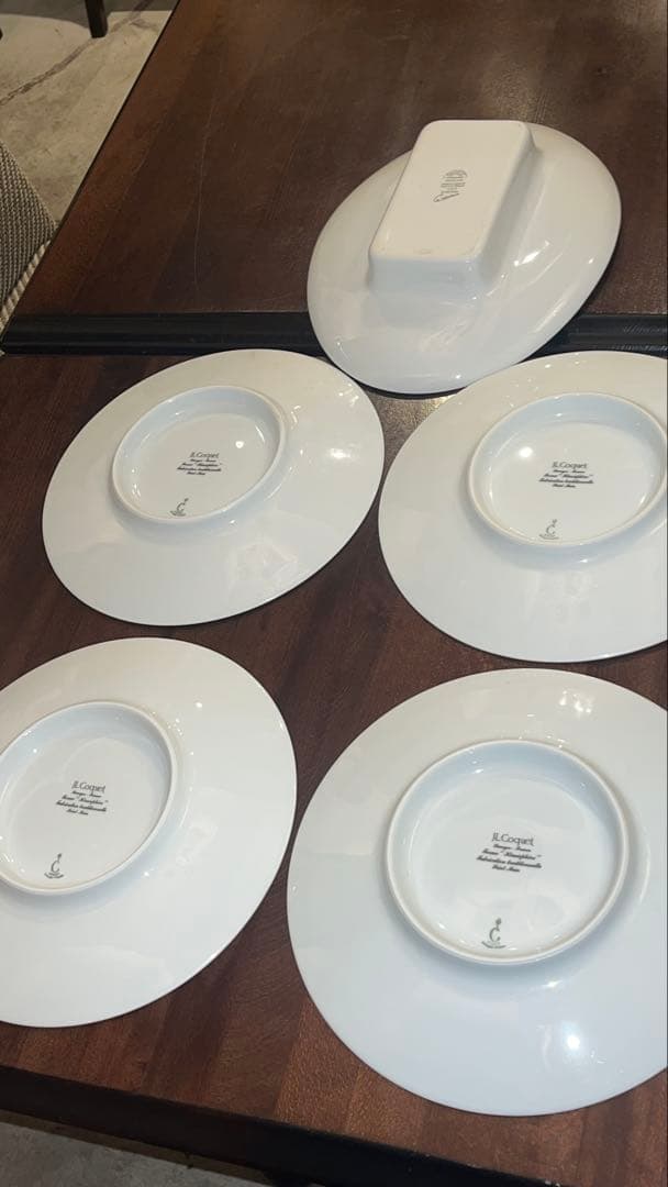 中古[J.L Coquet]26cmストライプデザインの皿セット