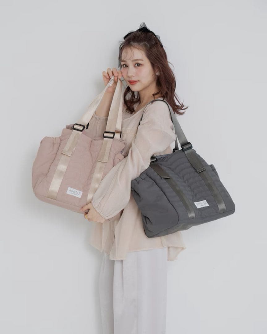 ジュメロ　キルティング　マザーズバッグ　グレー