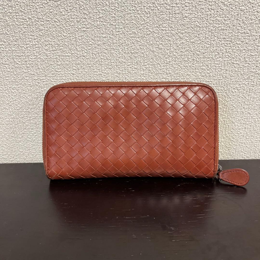 ボッテガヴェネタ　ラウンドジップ　長財布　ブラウン