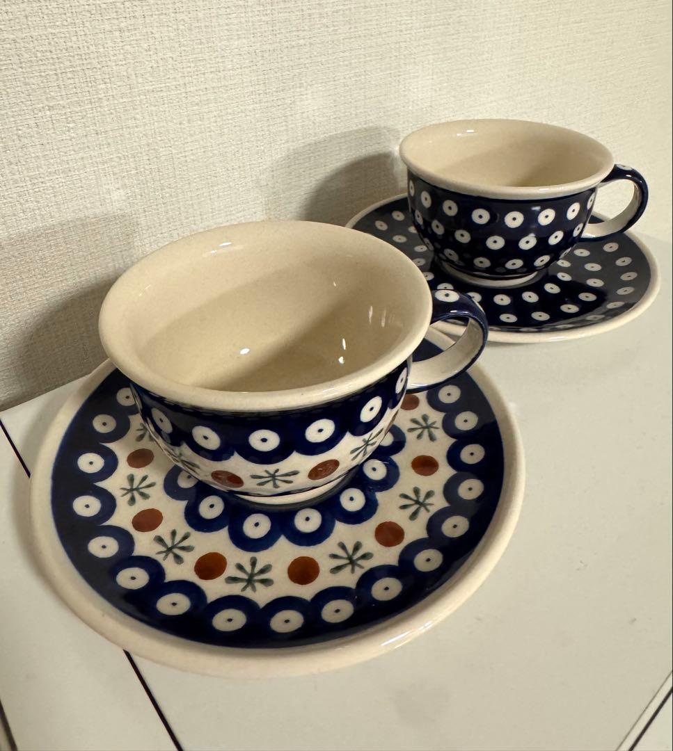 ボレス【ポーランド陶器】カップ&ソーサー2つセット