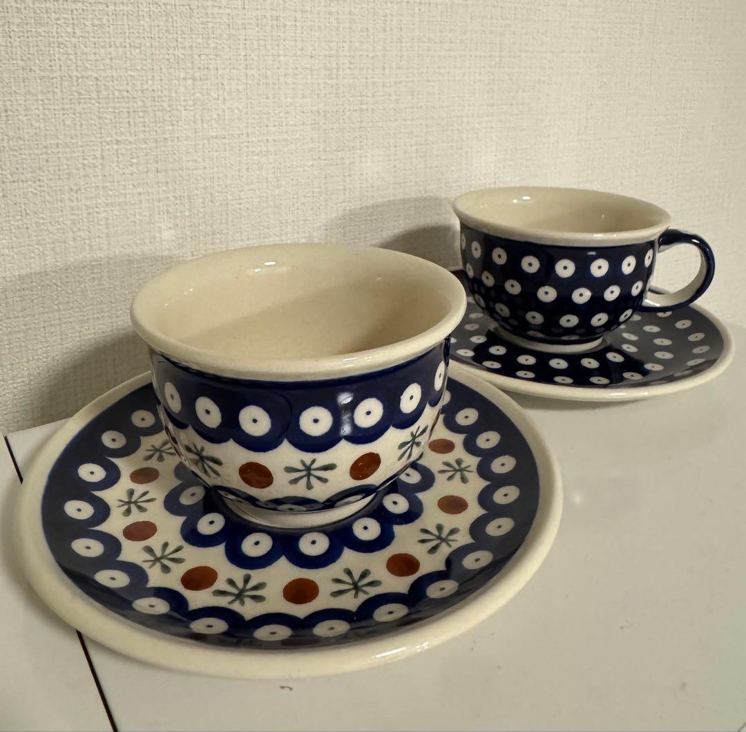 ボレス【ポーランド陶器】カップ&ソーサー2つセット