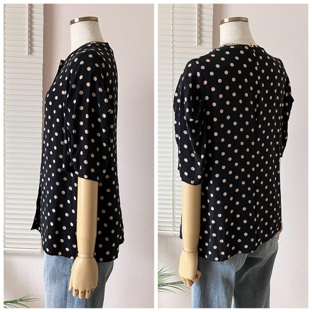 【2024SS】L'ESSAGE IPEKERタックハーフスリーブブラウス 水玉