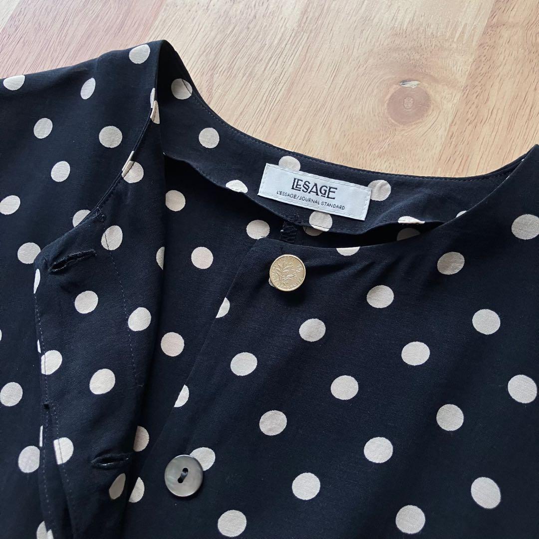 【2024SS】L'ESSAGE IPEKERタックハーフスリーブブラウス 水玉