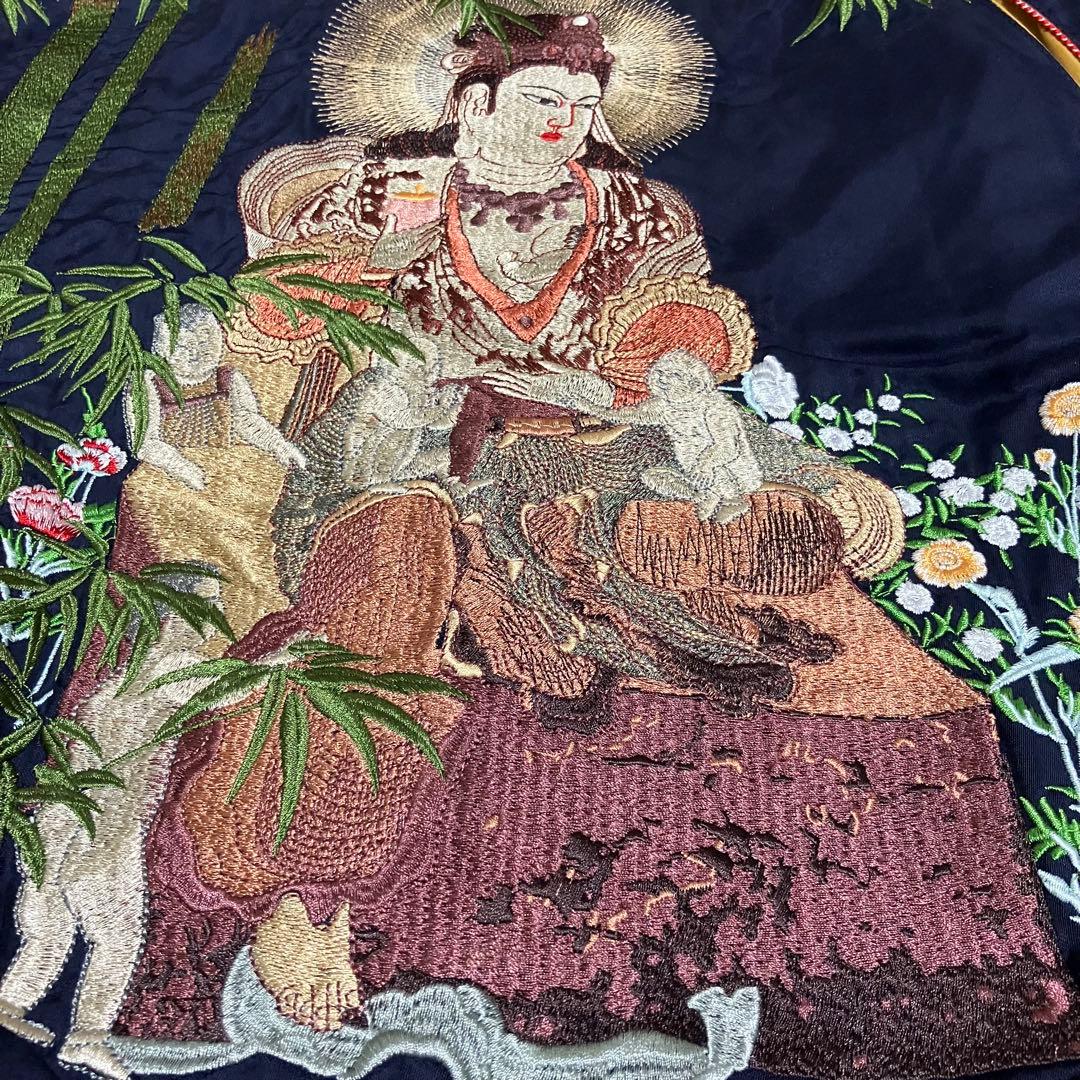 【希少】泥棒日記　スカジャン　リバーシブル　鬼子母神　虎　幾何学模様　レーヨン混