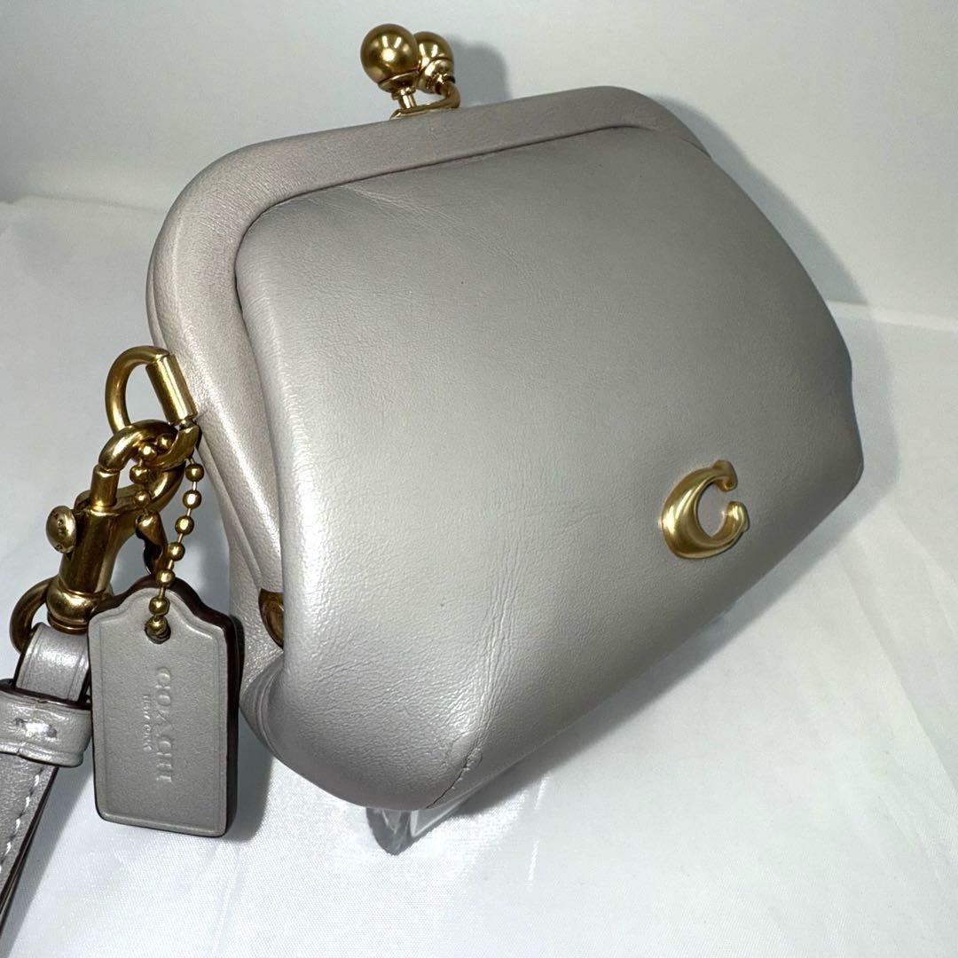 ✨美品✨COACH コーチ キスロック ウォレット がま口 グレー Cロゴ