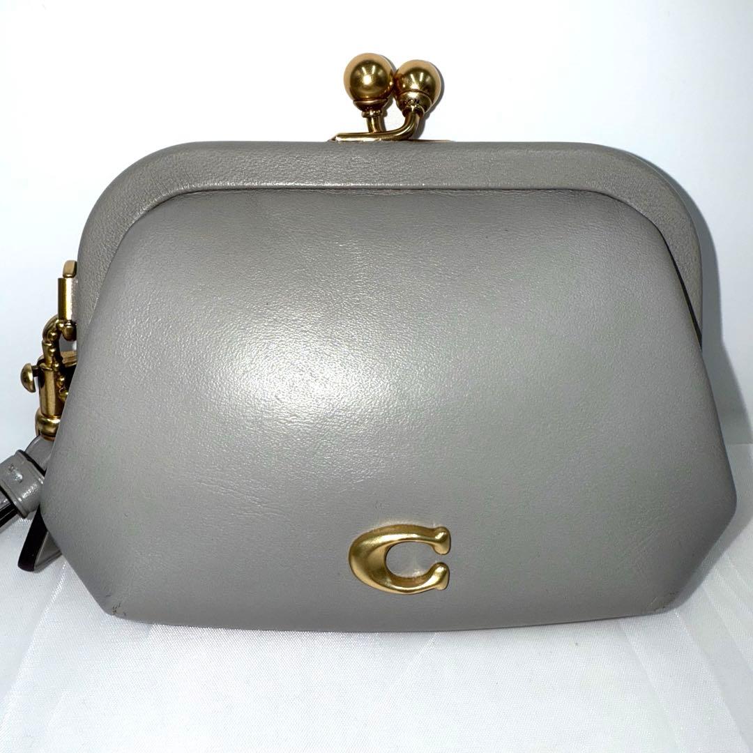 ✨美品✨COACH コーチ キスロック ウォレット がま口 グレー Cロゴ