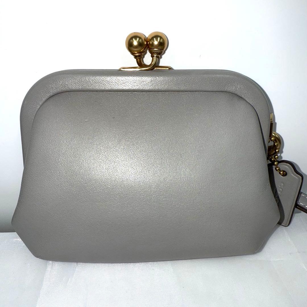 ✨美品✨COACH コーチ キスロック ウォレット がま口 グレー Cロゴ