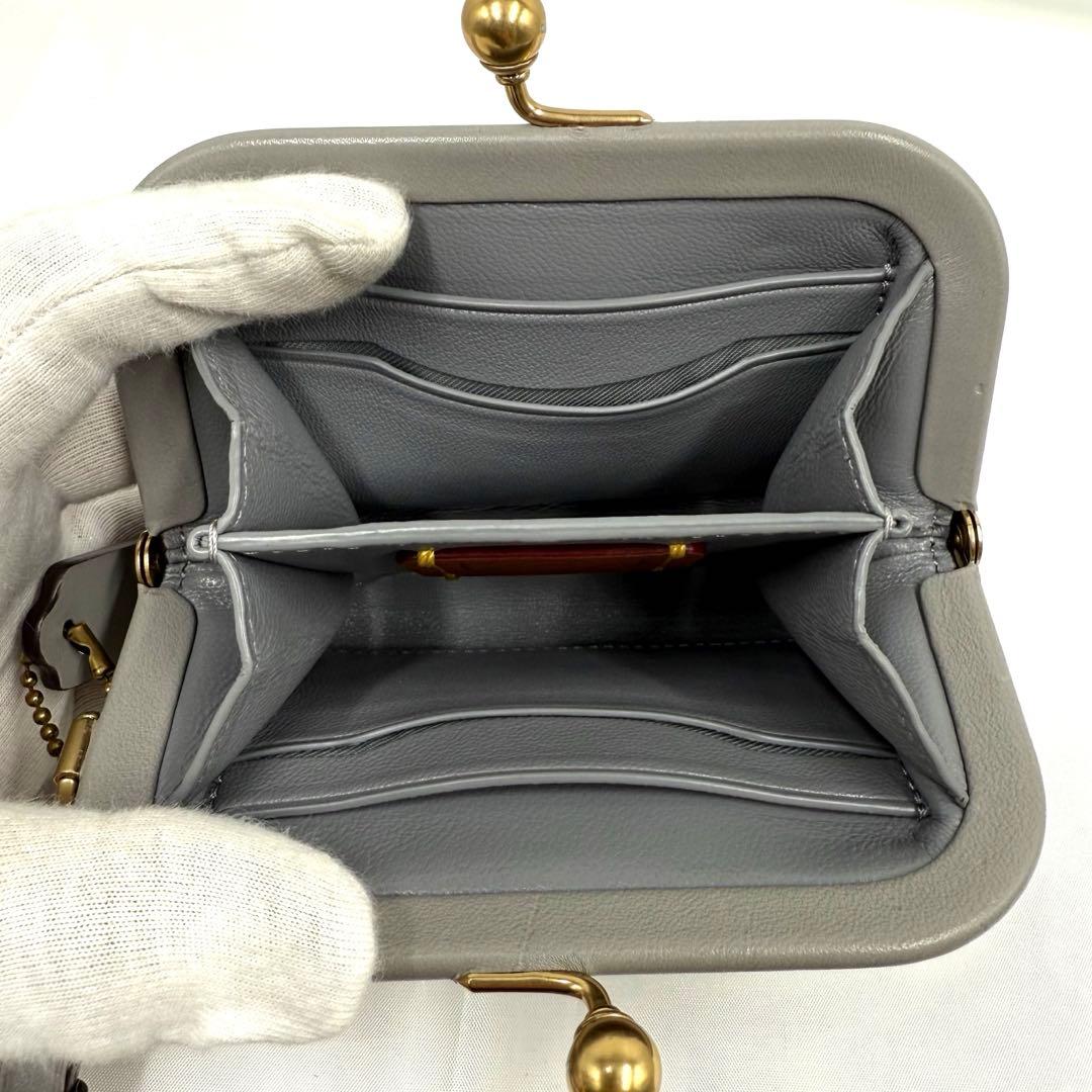 ✨美品✨COACH コーチ キスロック ウォレット がま口 グレー Cロゴ