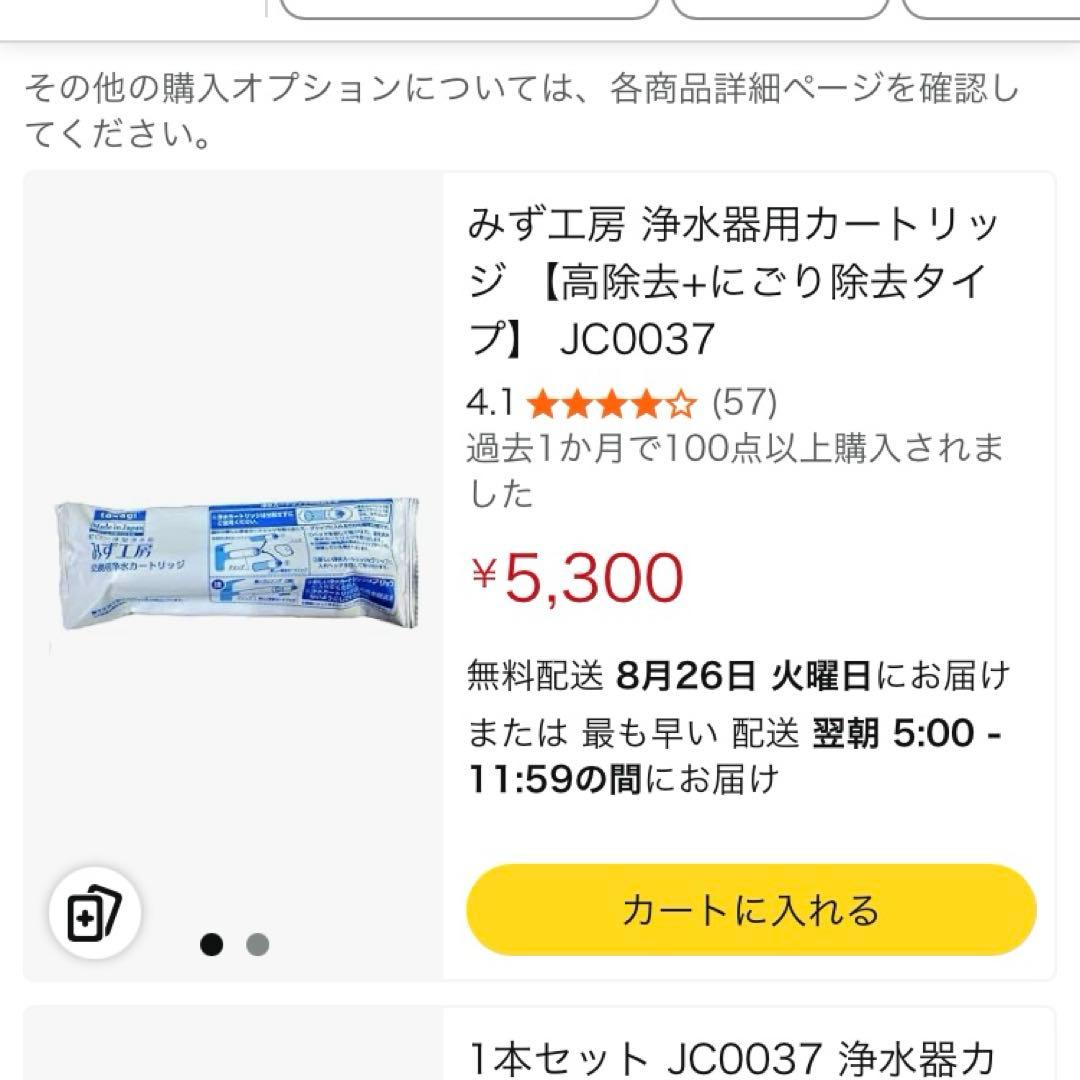 タカギ　浄水器本体➕高除去&濁りフィルター3個セット
