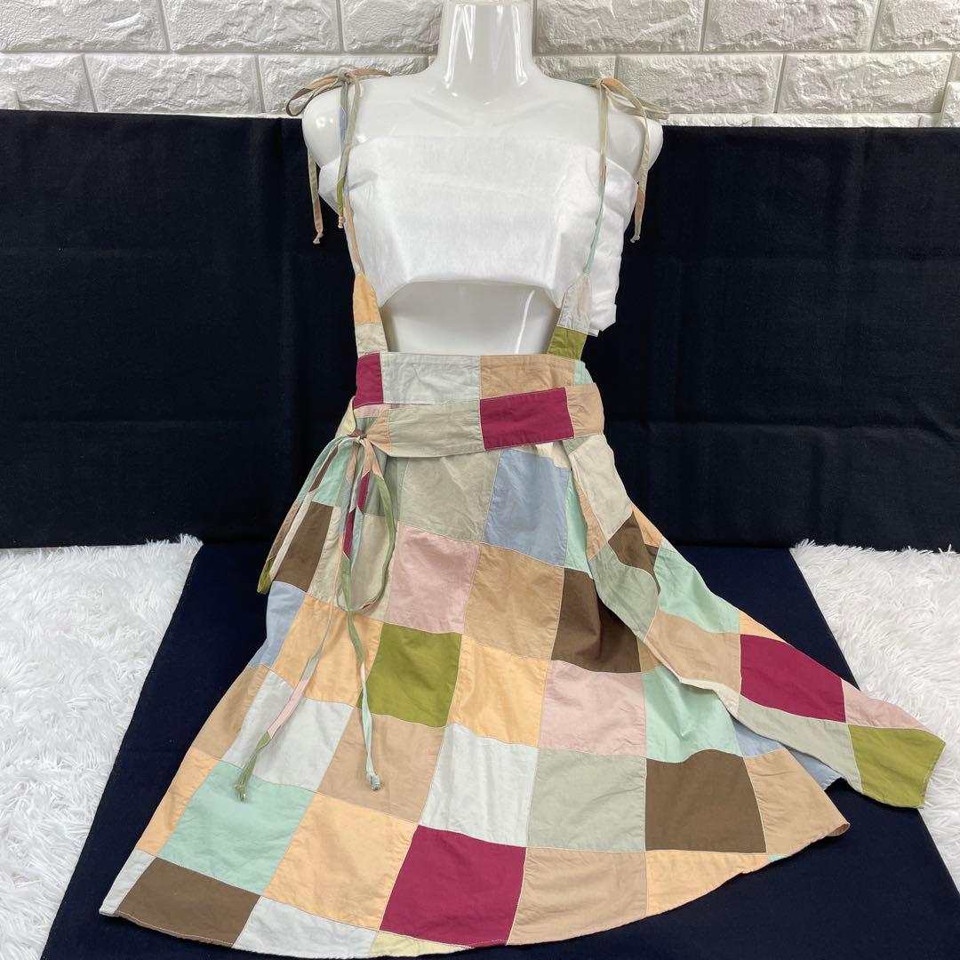 MARNI/マルニ、サスペンダーラップスカート、パッチワーク巻きスカート、42