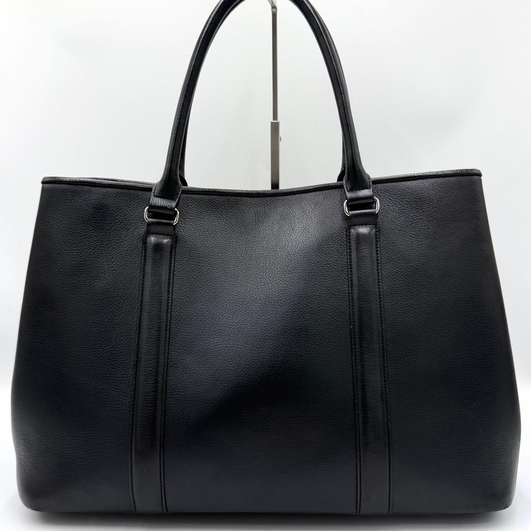 【美品】バーニーズニューヨーク トートバッグ シボ革 ビジネス A4 ブラック
