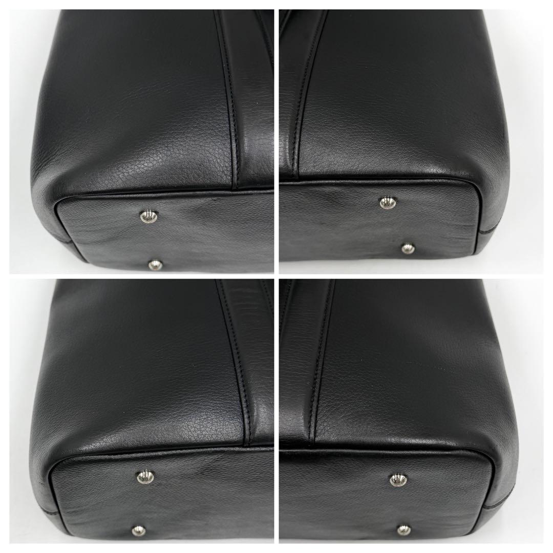 【美品】バーニーズニューヨーク トートバッグ シボ革 ビジネス A4 ブラック