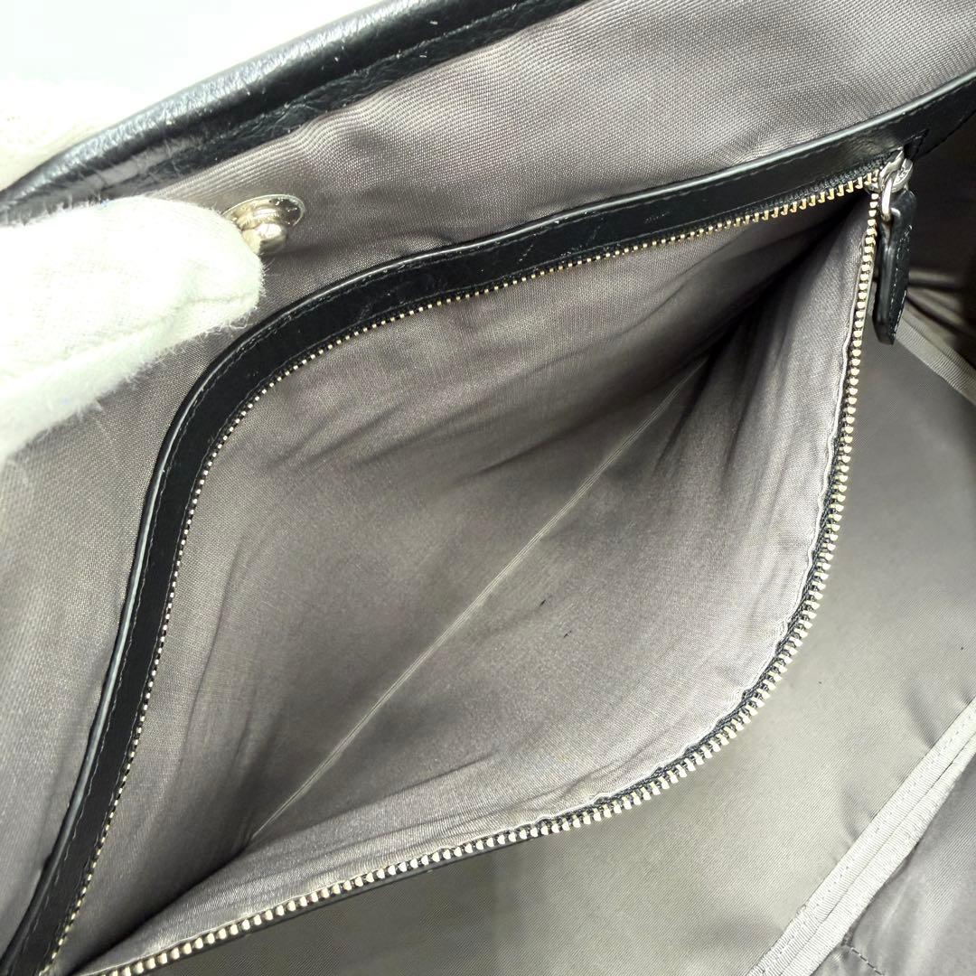 【美品】バーニーズニューヨーク トートバッグ シボ革 ビジネス A4 ブラック