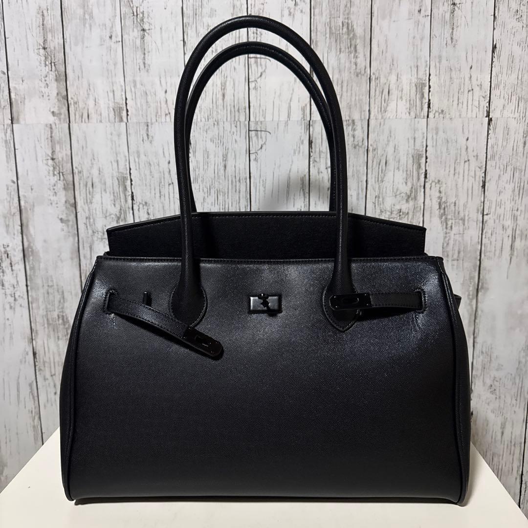 ブラックトートバッグ　ルイス　本革　リアルレザー