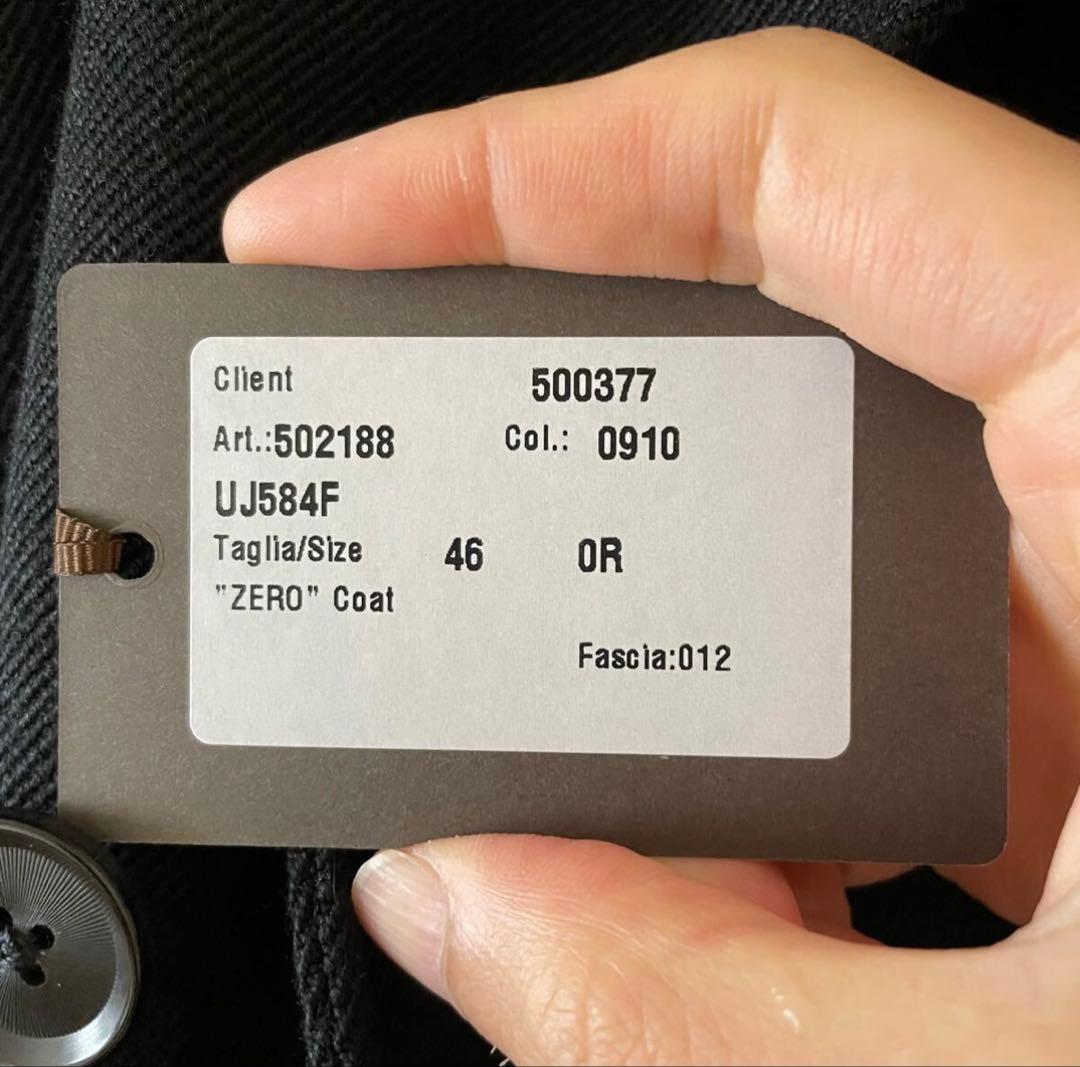 新品 CARUSO ZERO COAT 46 ブラック バルカラーコート