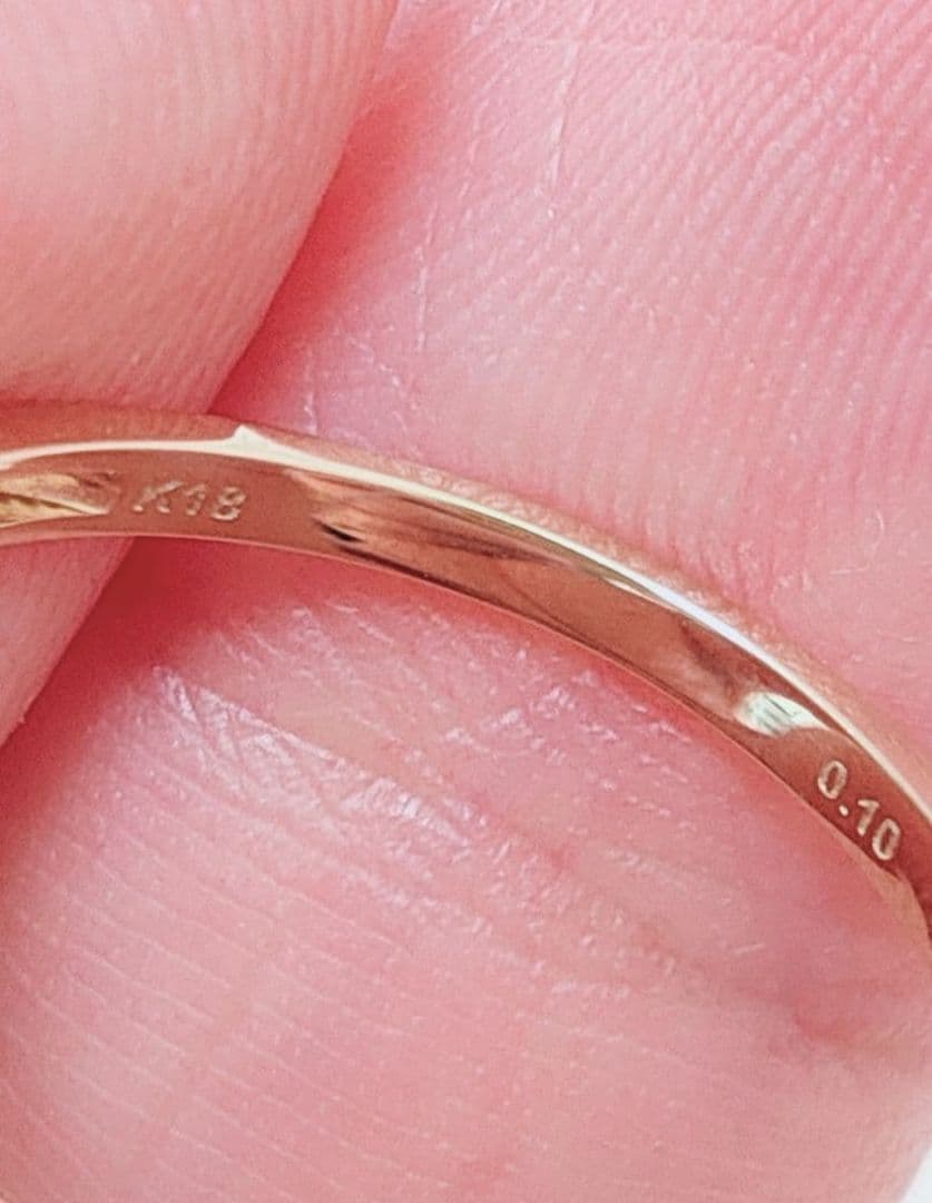 新入荷 未使用品 k18 天然ダイヤモンド 0.10ct リング