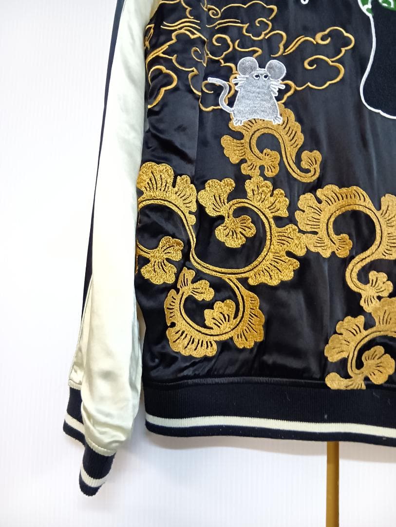 LIN　スカジャン　リバーシブル　L　猫