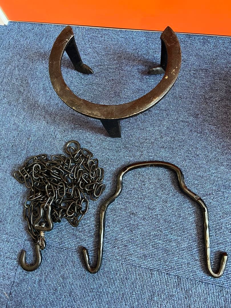 852 佐藤清光作　釜　　釜環/五徳　等付き