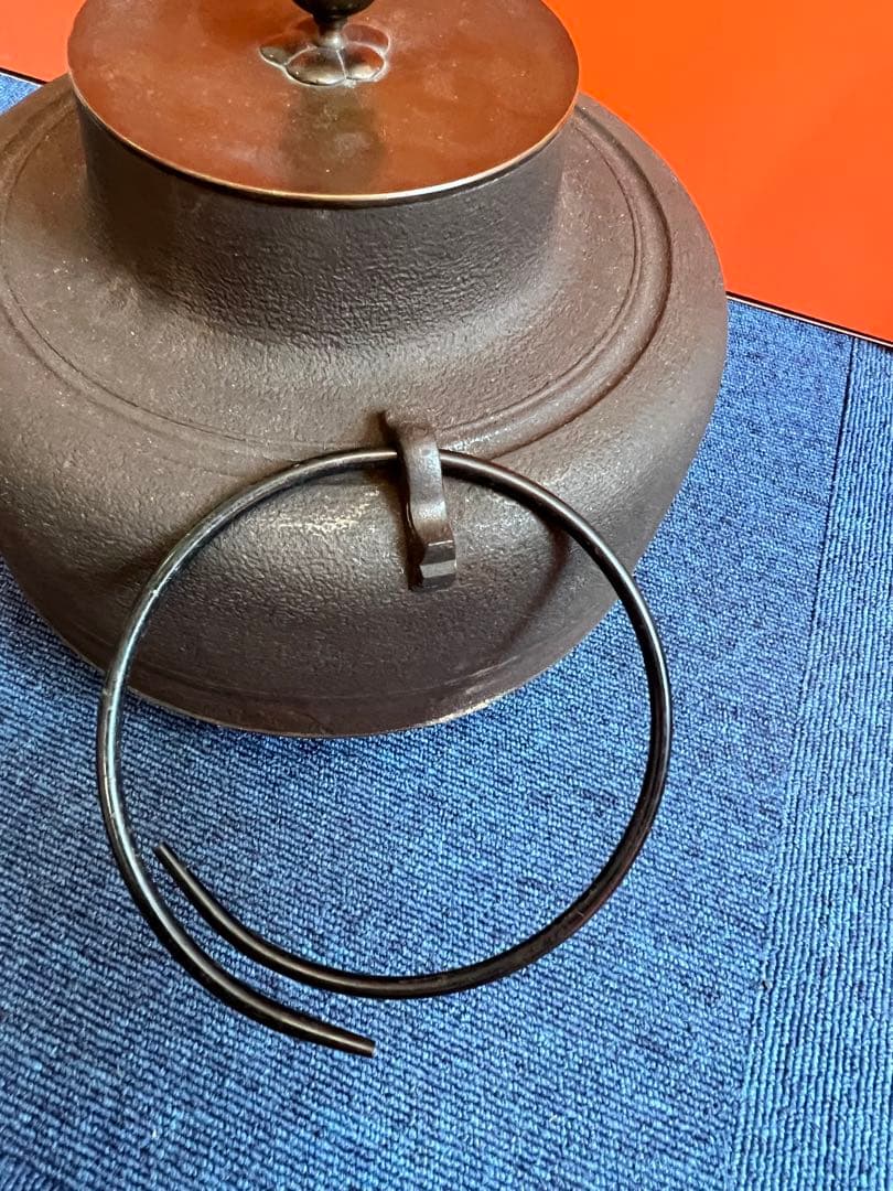 852 佐藤清光作　釜　　釜環/五徳　等付き