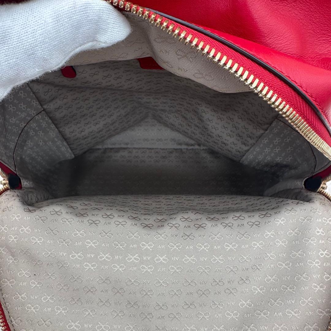 ✨極美品✨アニヤハイドマーチ　リュック　スマイリー　パンチング　カーフレザー　赤