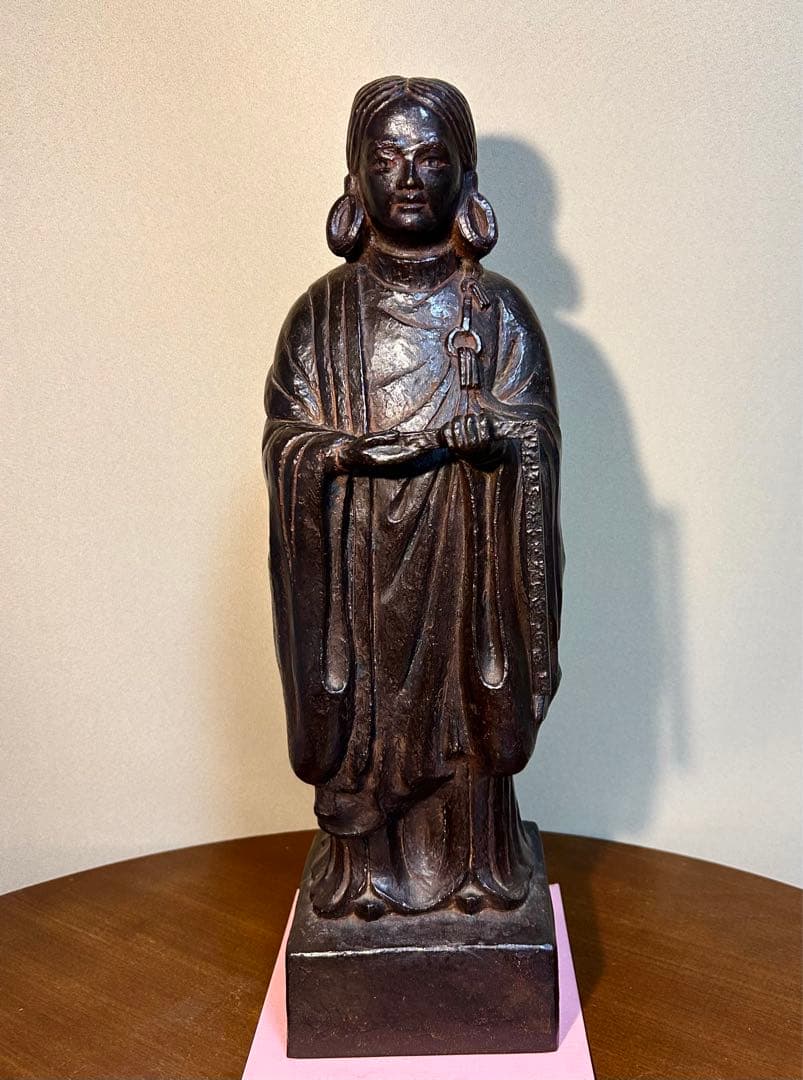 金工家 板坂辰治 銅造　聖徳太子像　共箱 置物 彫刻 彫像