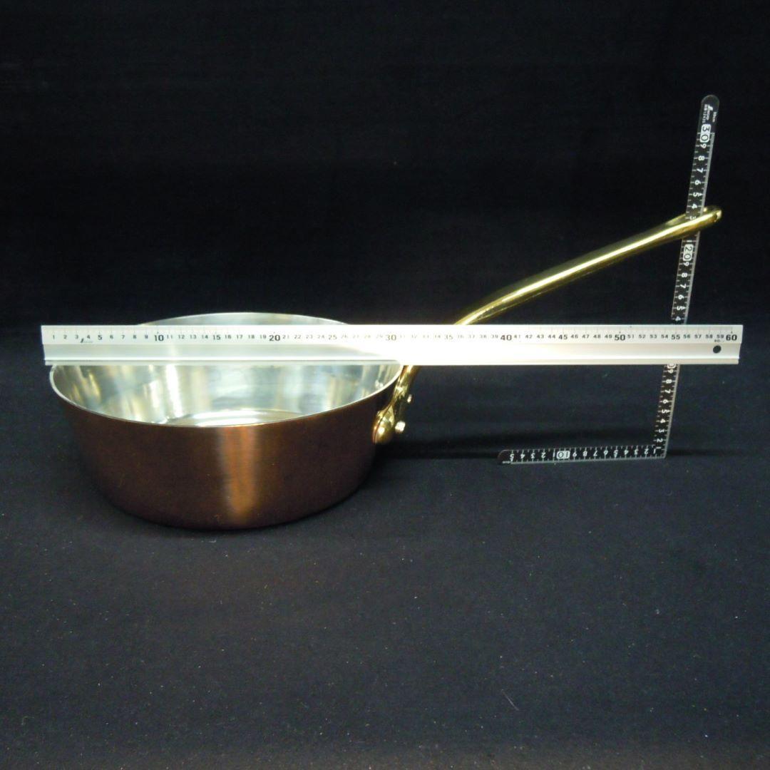 銅鍋 極厚3mm 径30cm 重量5kg テーパー型真鍮柄 和田助製作所 未使用
