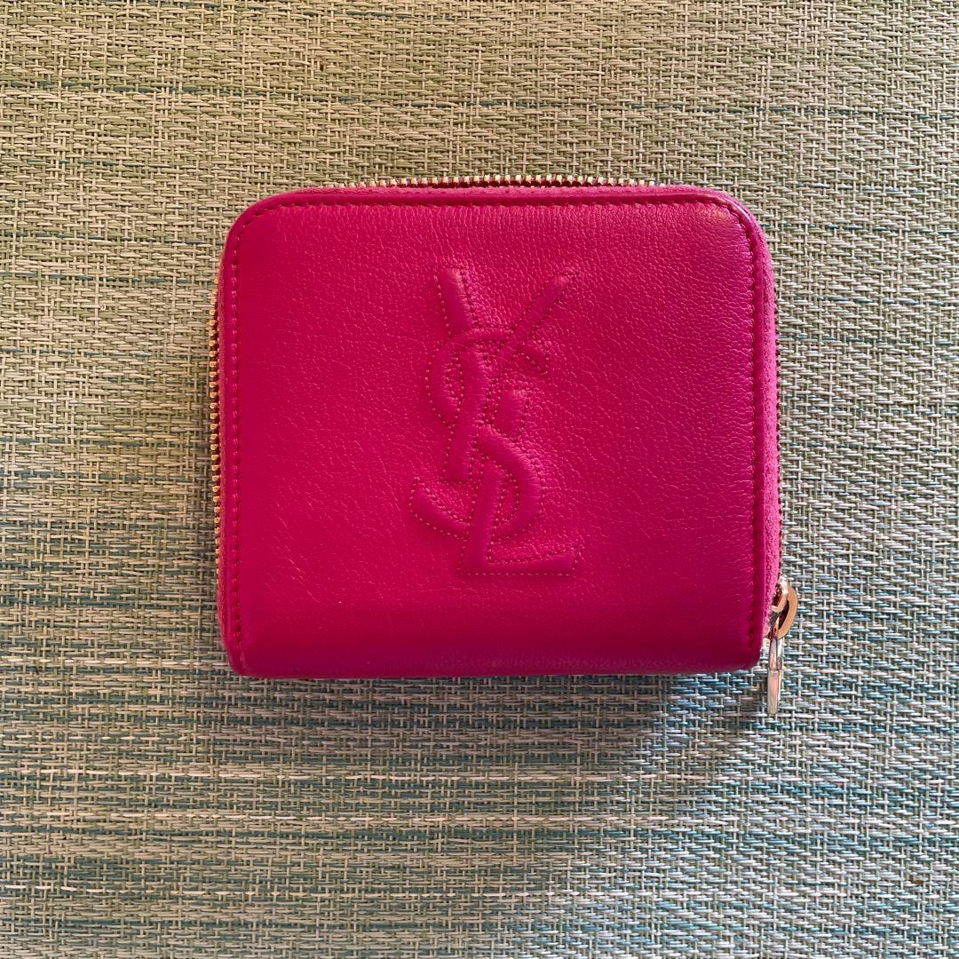 YSL ピンク 二つ折り財布 ゴールドファスナー