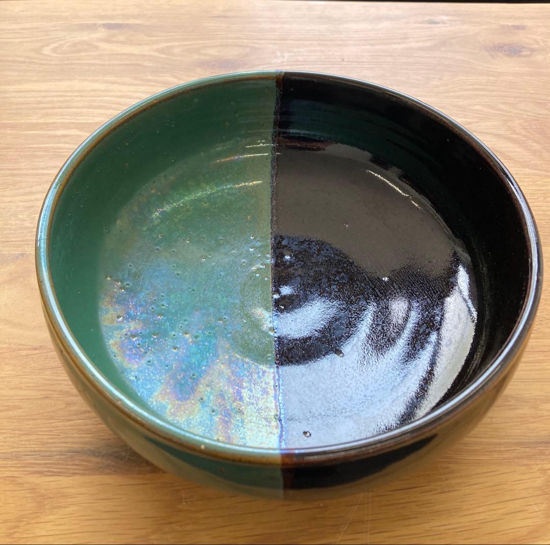 値下げ！未使用！鳥取民藝　中井窯　深鉢　染め分け大皿　24cm 飾り皿　牛ノ戸焼