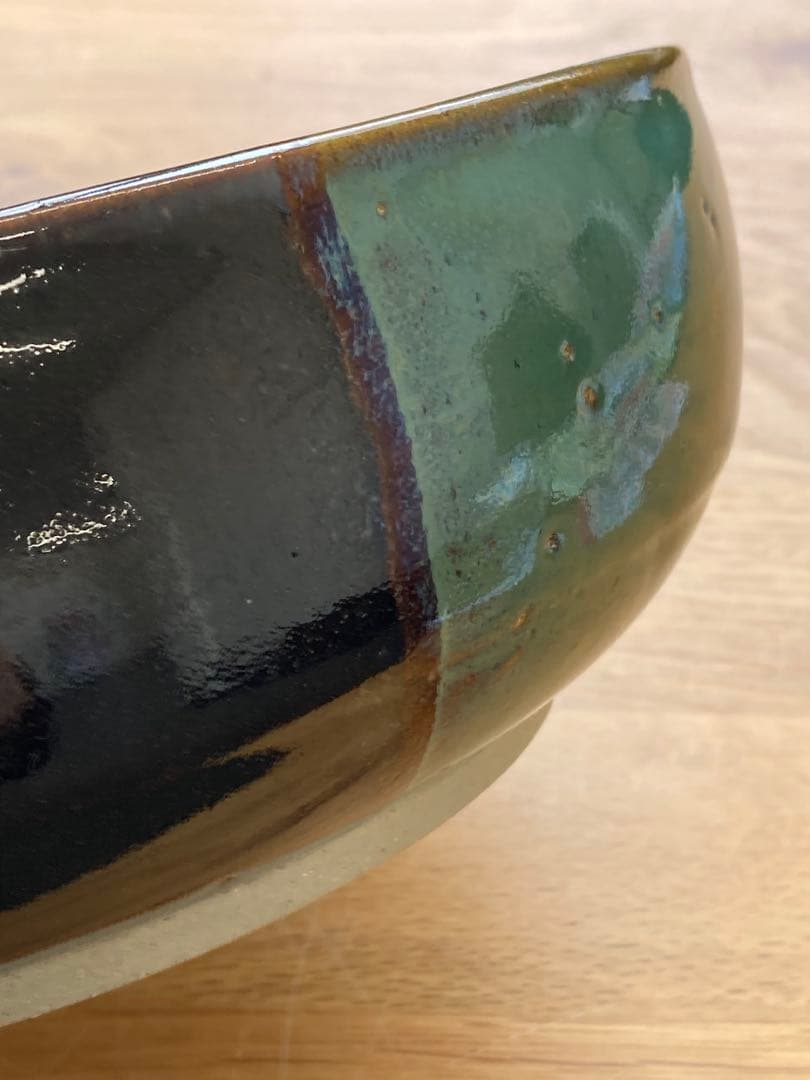 値下げ！未使用！鳥取民藝　中井窯　深鉢　染め分け大皿　24cm 飾り皿　牛ノ戸焼