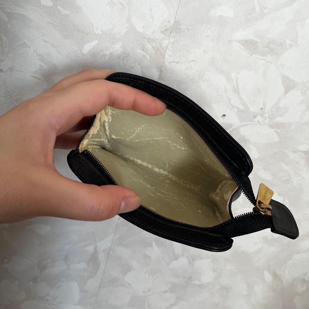 美品 CHANEL シャネル キャビアスキン レザー ポーチ 小物入れ