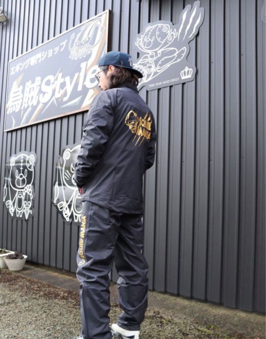 在庫処分セール品　スクイッドマニア　レインウェア　悪ロボ　ブラック　Lサイズ