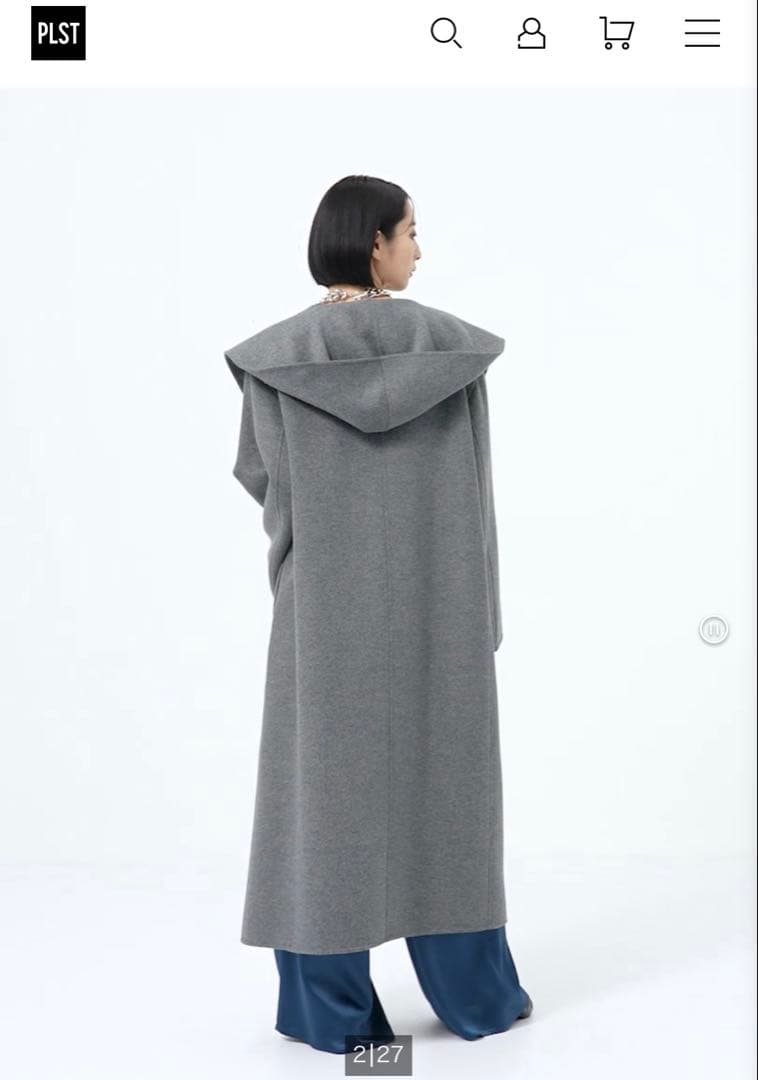 ウールブレンドリバーフーディーロングコート