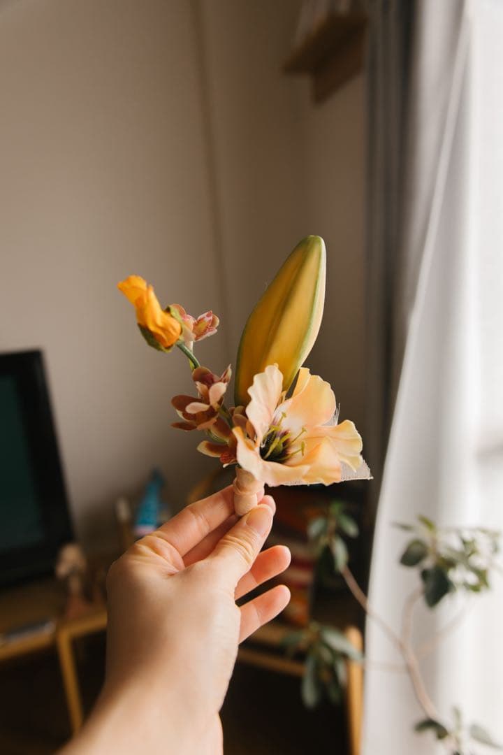 【完売品】NABANA flower ウェディングブーケ＆ブートニア テラコッタ