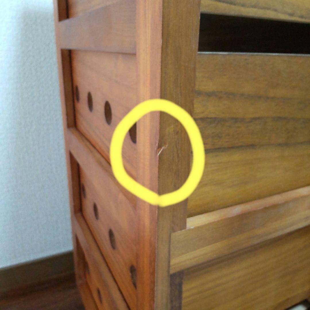 山善　木製キッチンワゴン 4段引き出し　キャスター付　ストッカー YAMAZEN