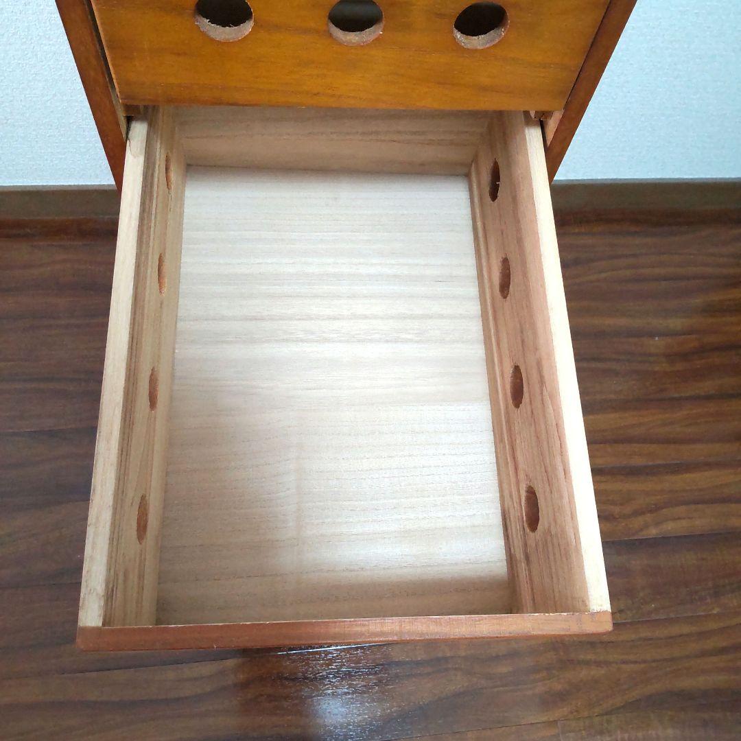 山善　木製キッチンワゴン 4段引き出し　キャスター付　ストッカー YAMAZEN