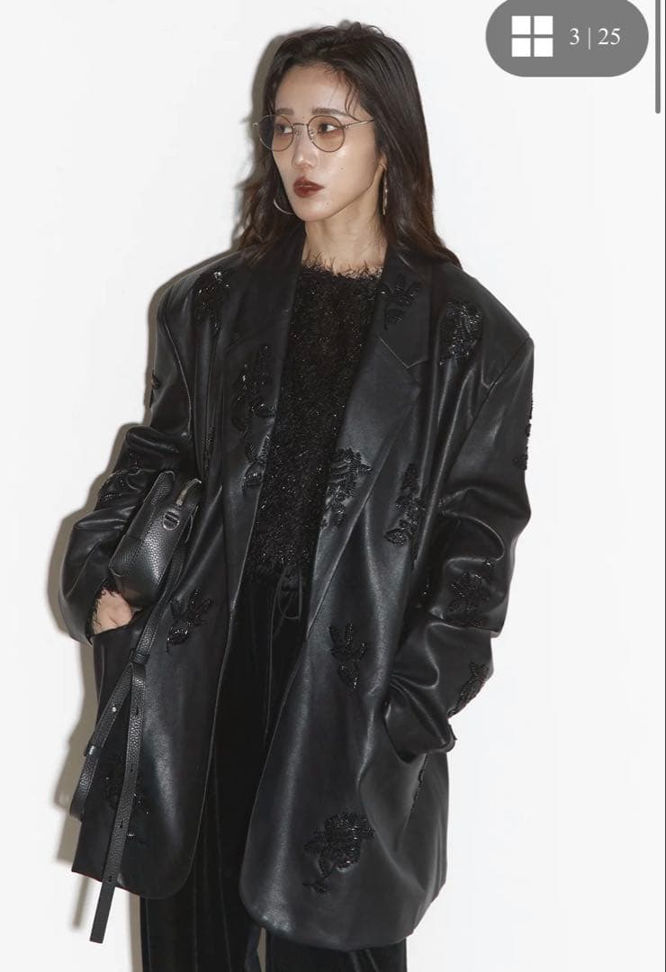 新品　ANDREA&Co. AUBREYレザービーズエンブロイダリージャケット