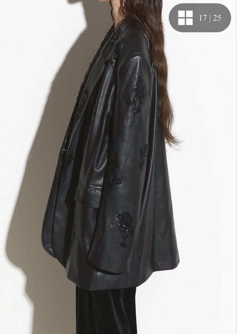 新品　ANDREA&Co. AUBREYレザービーズエンブロイダリージャケット