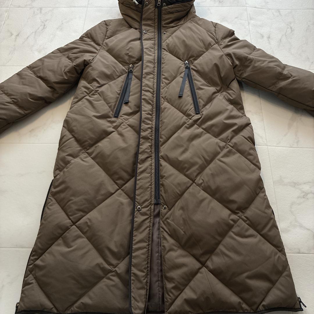 美品 スコットクラブ♡バイカラーロングダウンコート カーキ キルティング 9号
