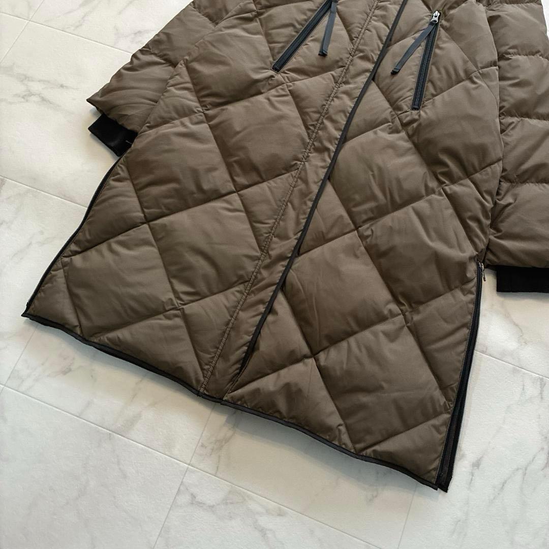 美品 スコットクラブ♡バイカラーロングダウンコート カーキ キルティング 9号