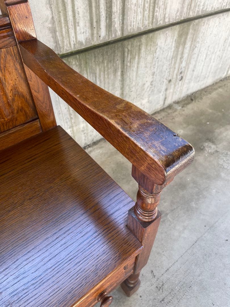 テレフォンベンチ オーク材電話台 引き出し付き