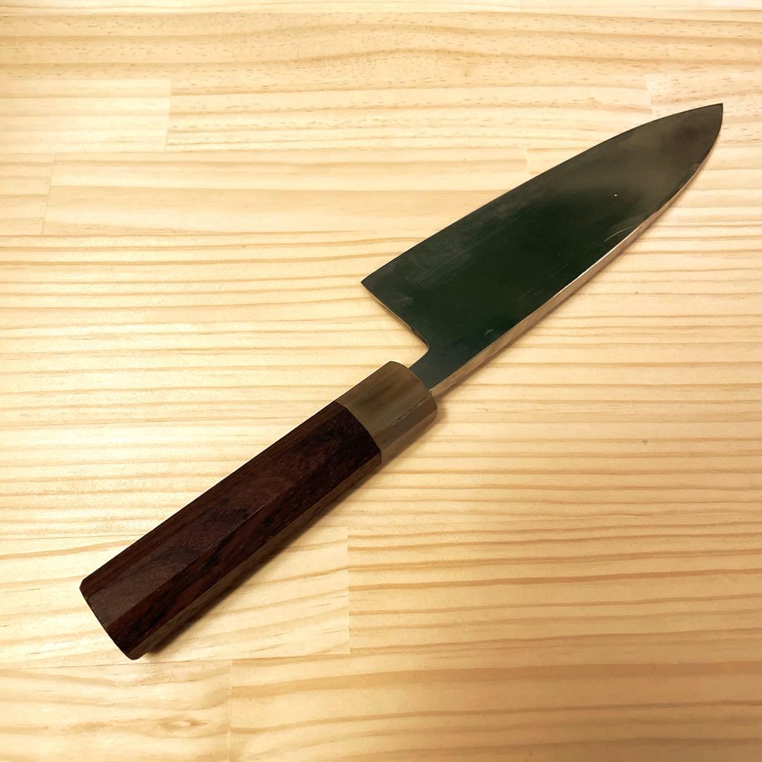 出刃包丁 7寸 21cm 紫檀柄 研ぎ済み 白鋼 鏡面に近い光沢