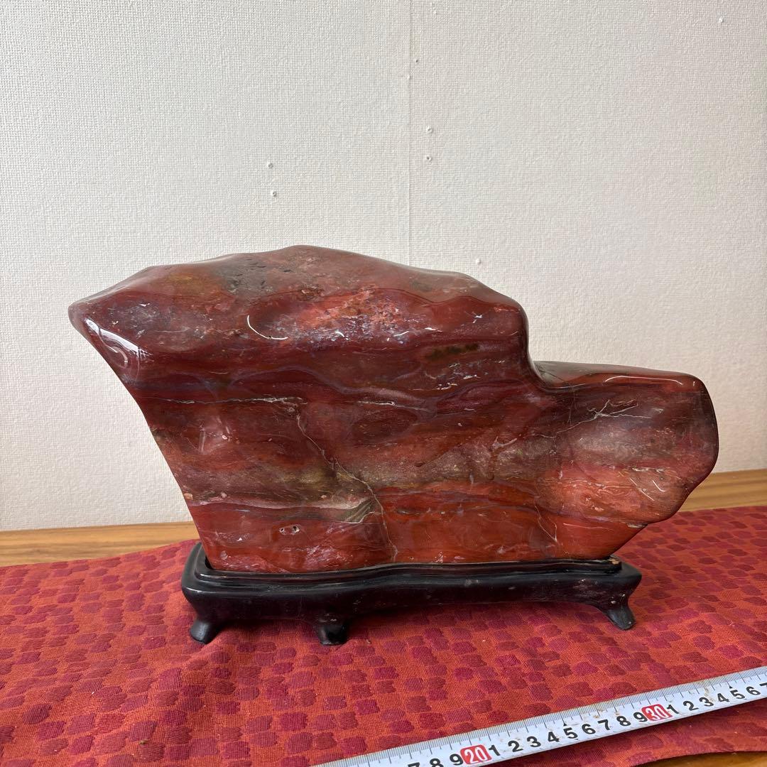 赤玉石　鑑賞　赤石　台座付き　横約４０cm