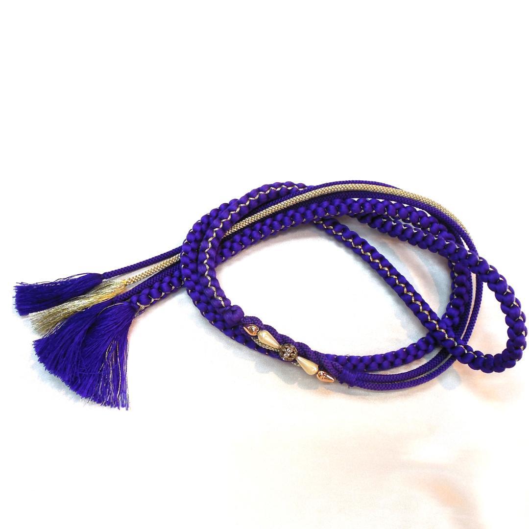 未使用品★洗える振袖　振袖フルセット　ポリ　成人式　振袖　M～Ｌサイズ　紺　花柄