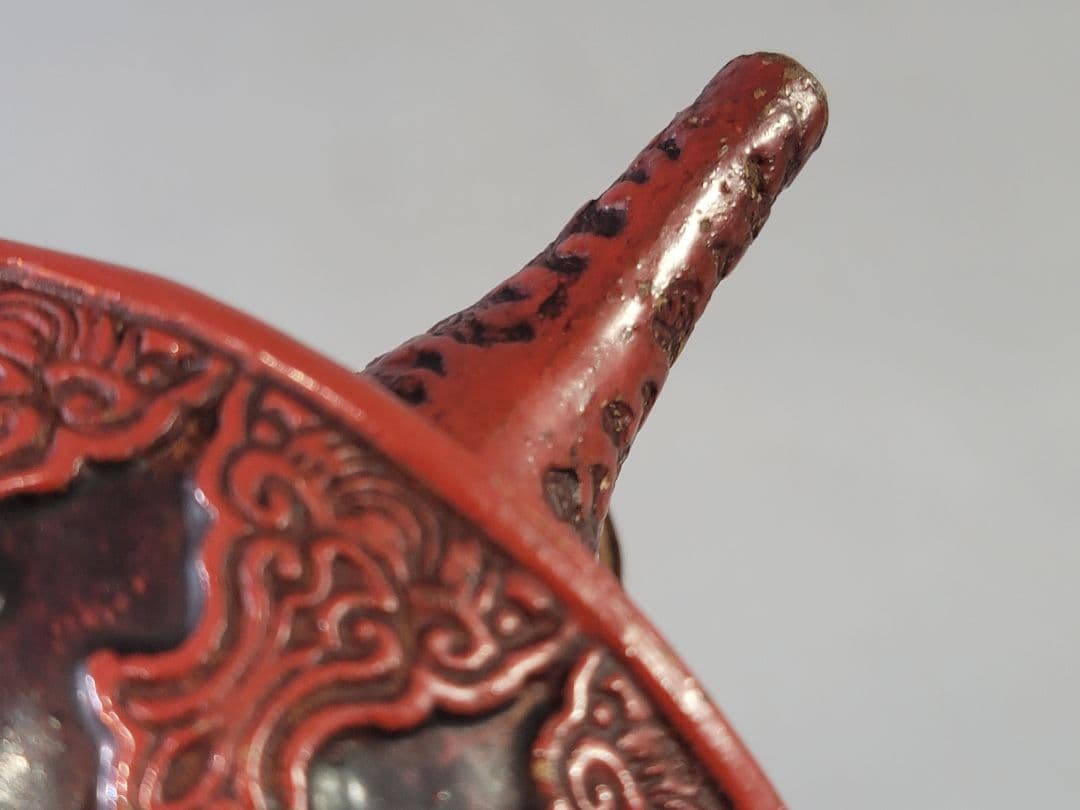 DT628 古美術 仿堆朱 陶製 水注 瓶 文房具