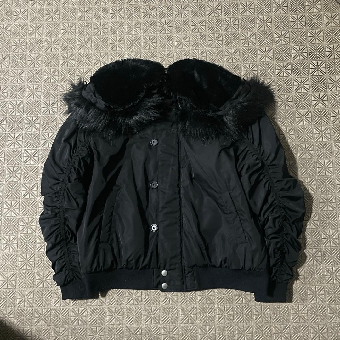 Y2K N2B OPIUM 短丈 フライト ボンバージャケット ファーフード53