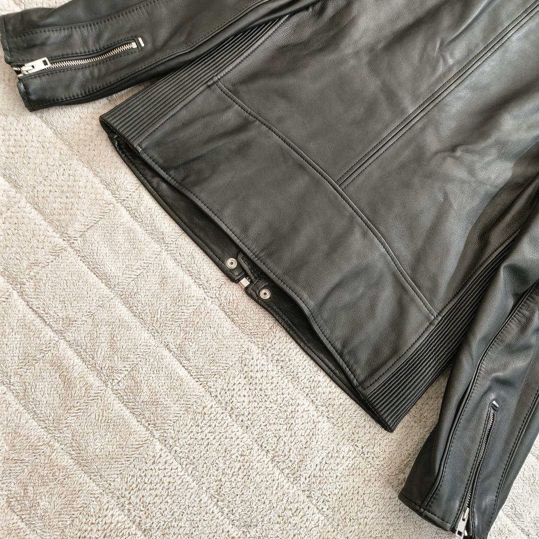 DIESEL 裏地赤 ラムレザー シープスキン シングルライダースジャケット L