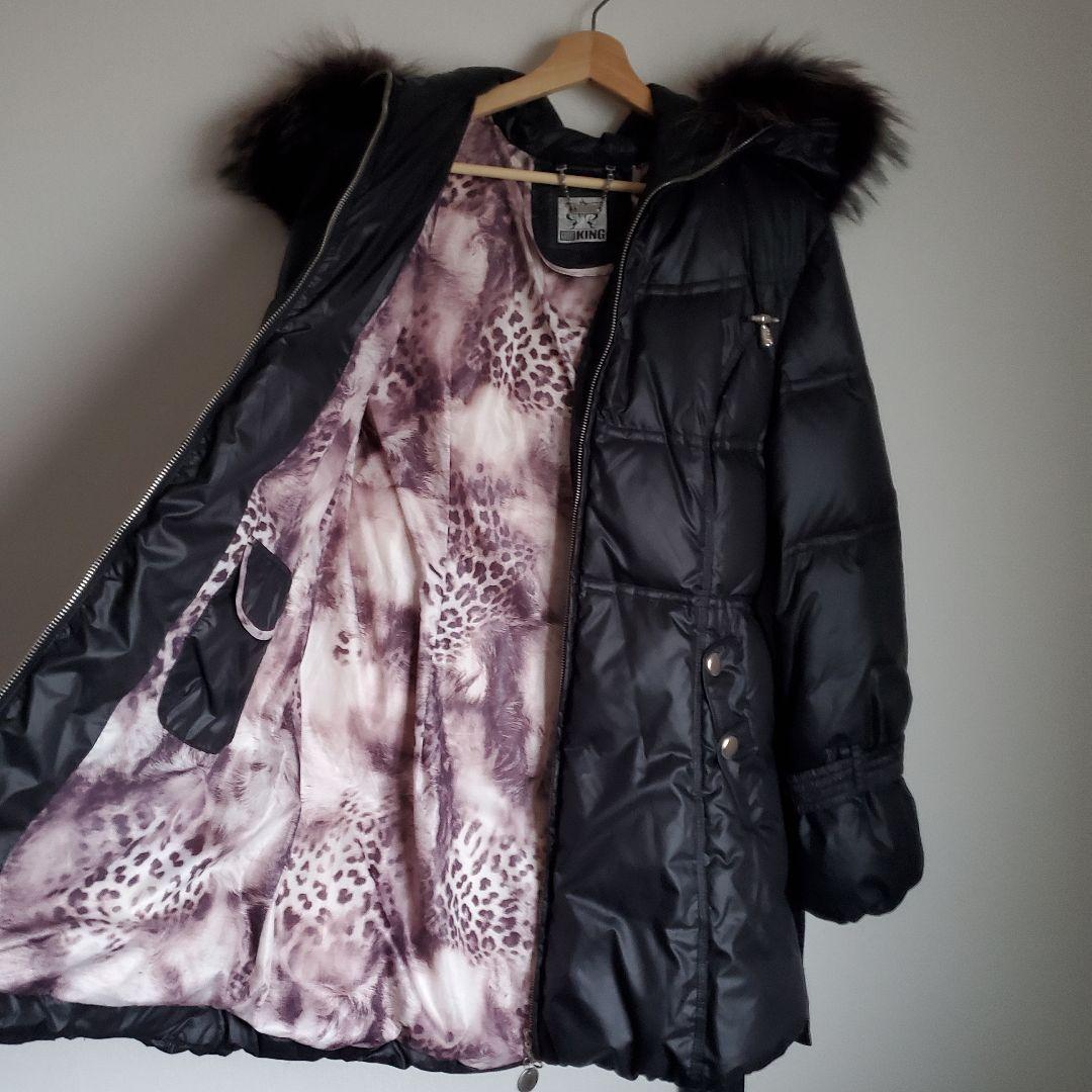 極美品 高級ダウン　リアルファー 光沢 黒　ジャケット Y2K　コート　平成