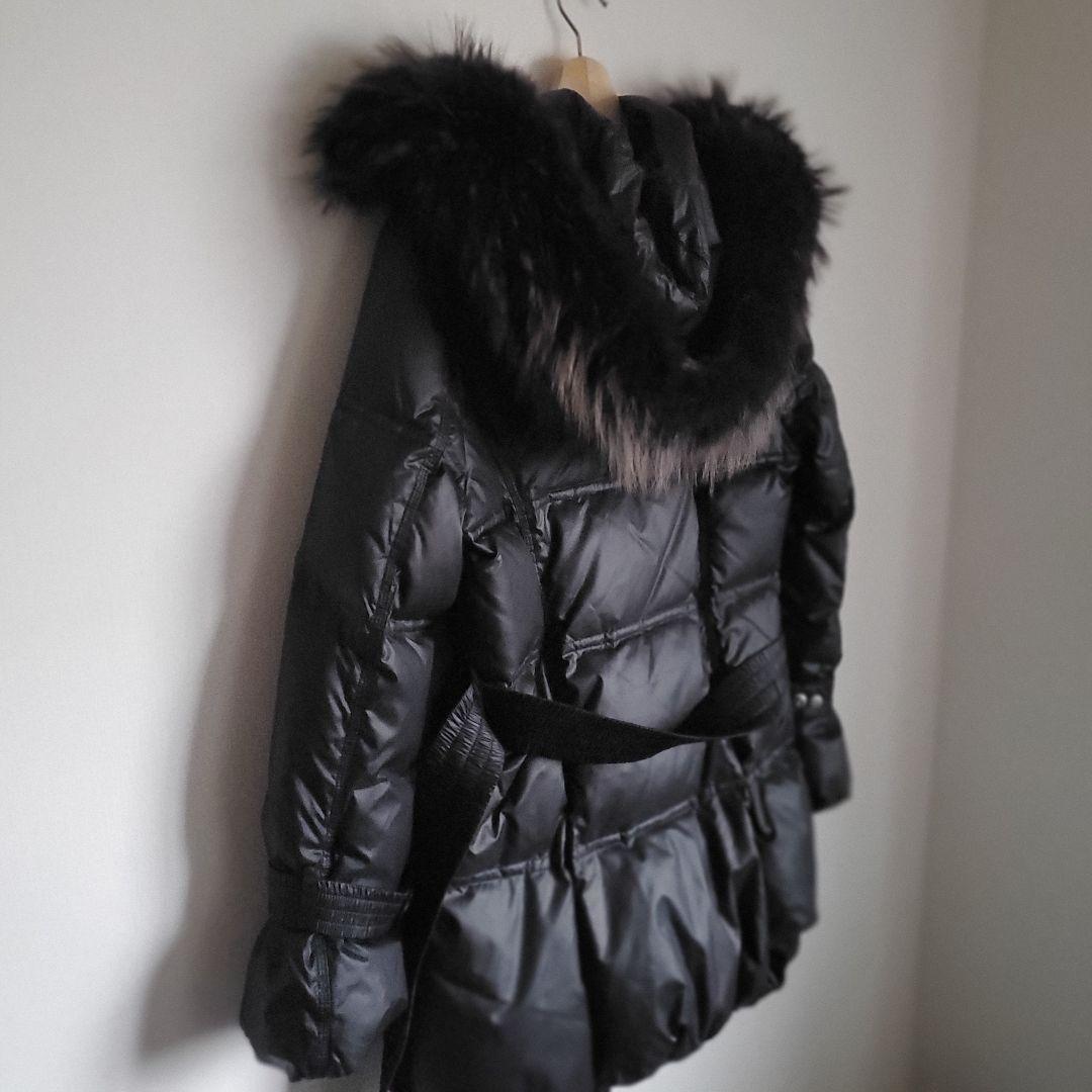 極美品 高級ダウン　リアルファー 光沢 黒　ジャケット Y2K　コート　平成